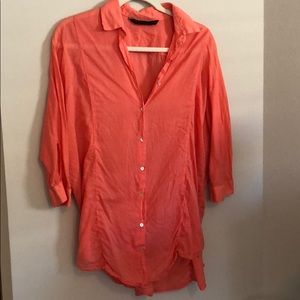 Coral Basic cover up button up